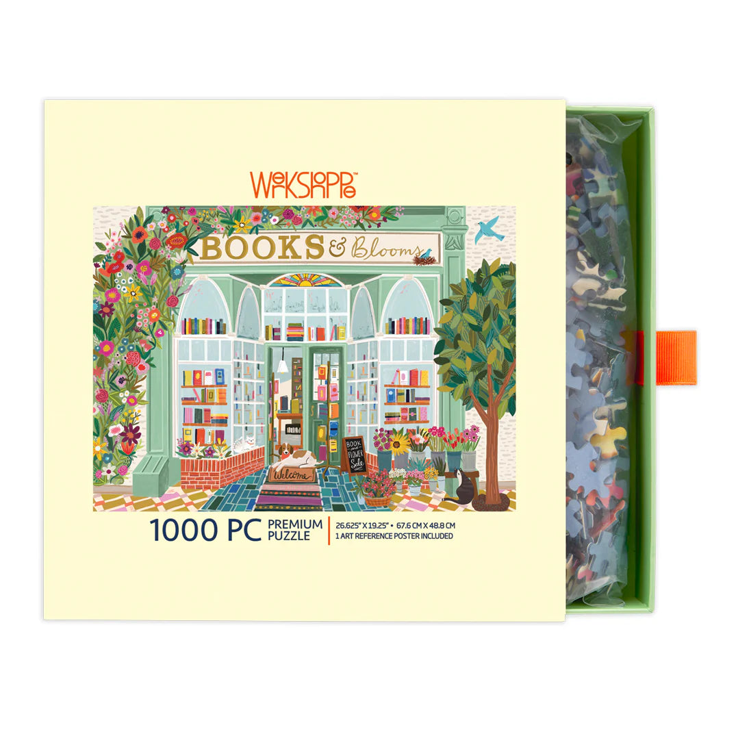 Werkshoppe | Books & Blooms Jigsaw Puzzle, 1000 Pieces