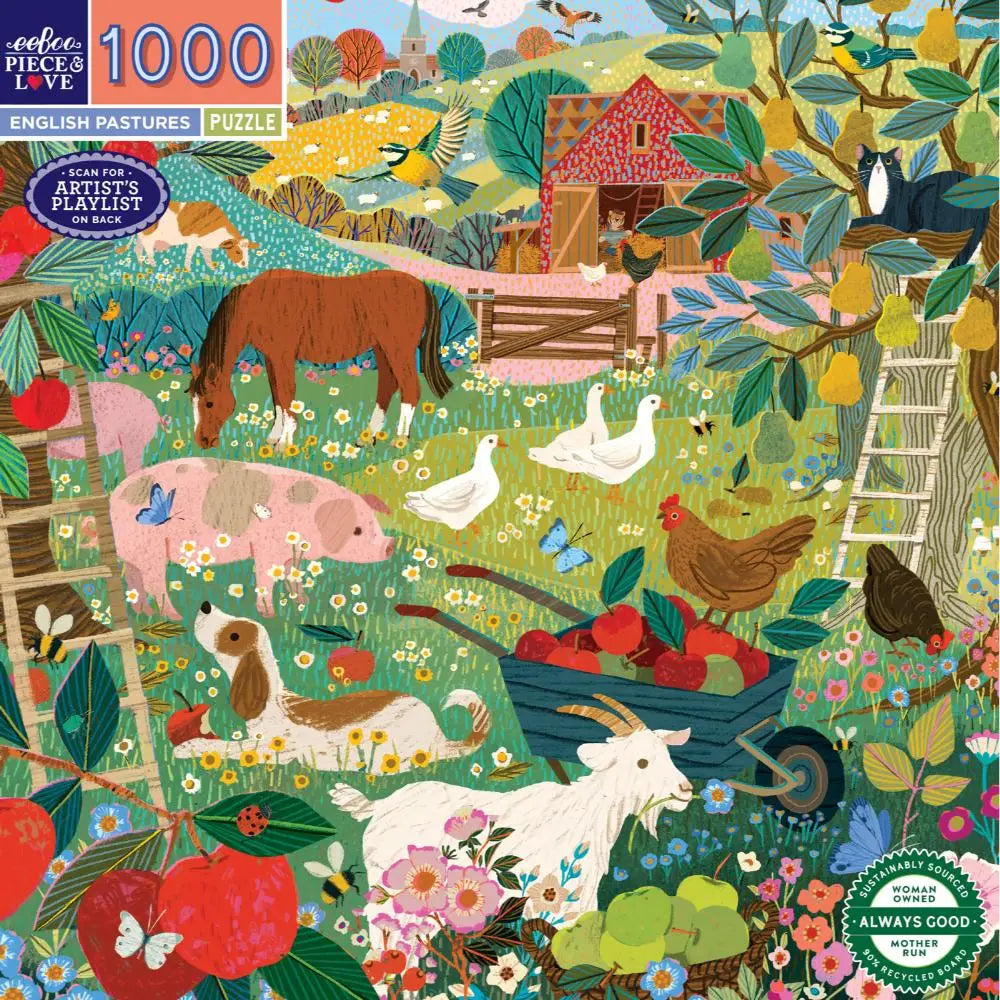 eeBoo | English Pastures Jigsaw Puzzle, 1000 Pieces