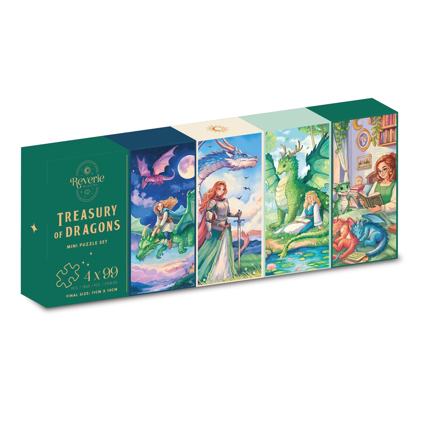 Reverie | Treasury of Dragons 4 X 99 Piece Mini Puzzle Set