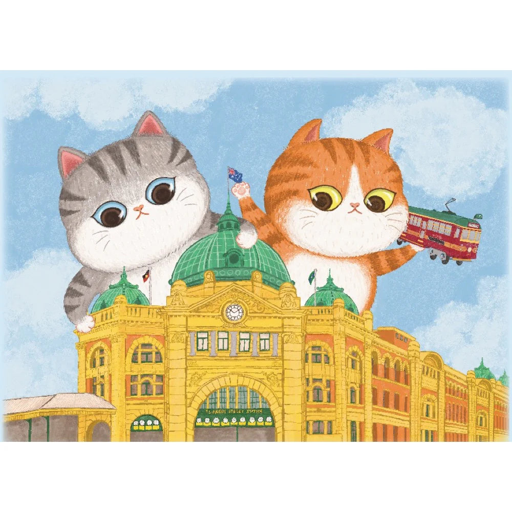 The Puzzle Collab | The Flinders Street Station and Cats, 99 Piece Micro Puzzle