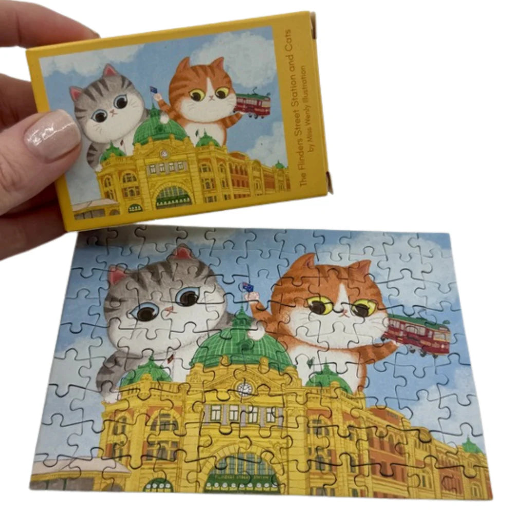 The Puzzle Collab | The Flinders Street Station and Cats, 99 Piece Micro Puzzle