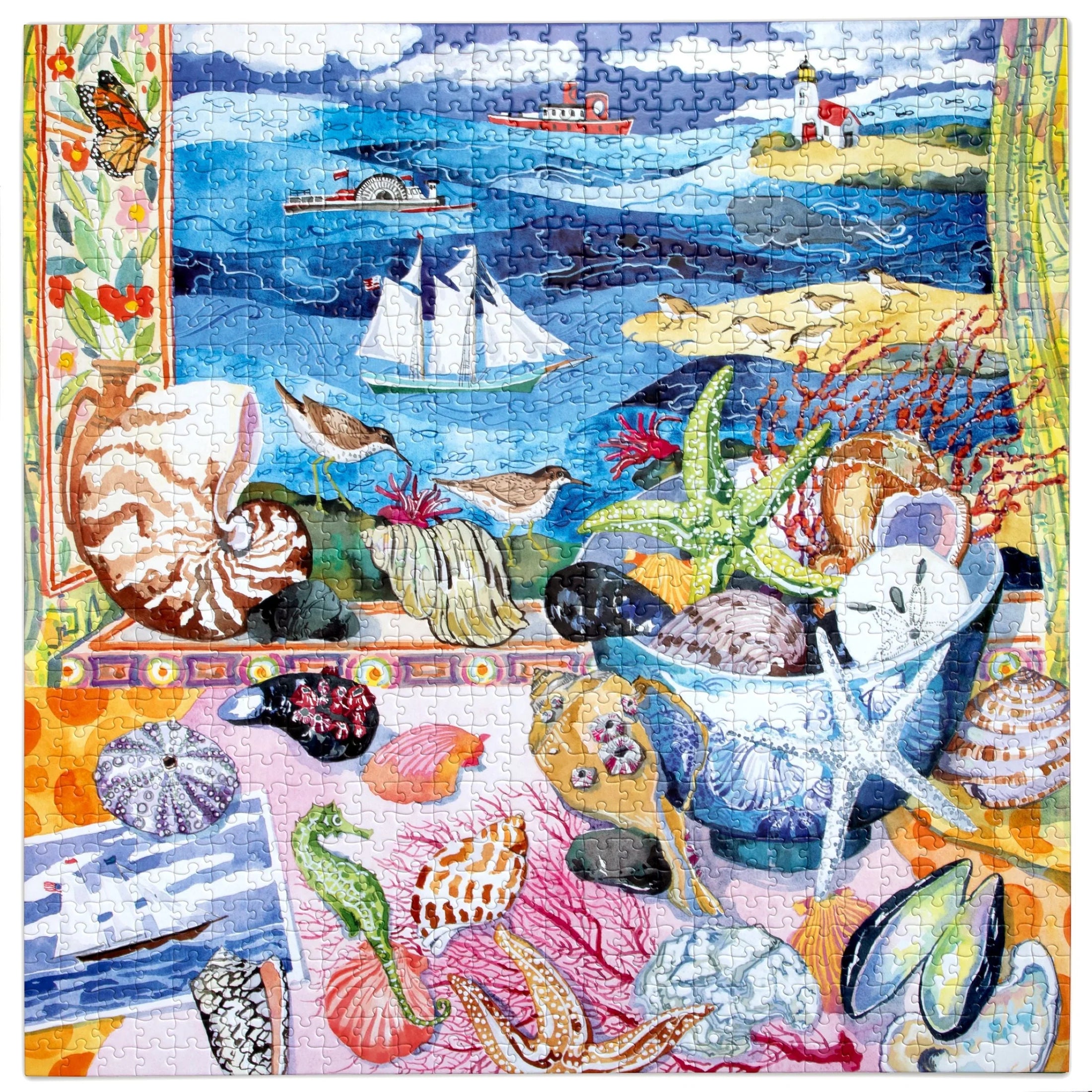 eeBoo | Seashells By The Shore Jigsaw Puzzle, 1000 Pieces