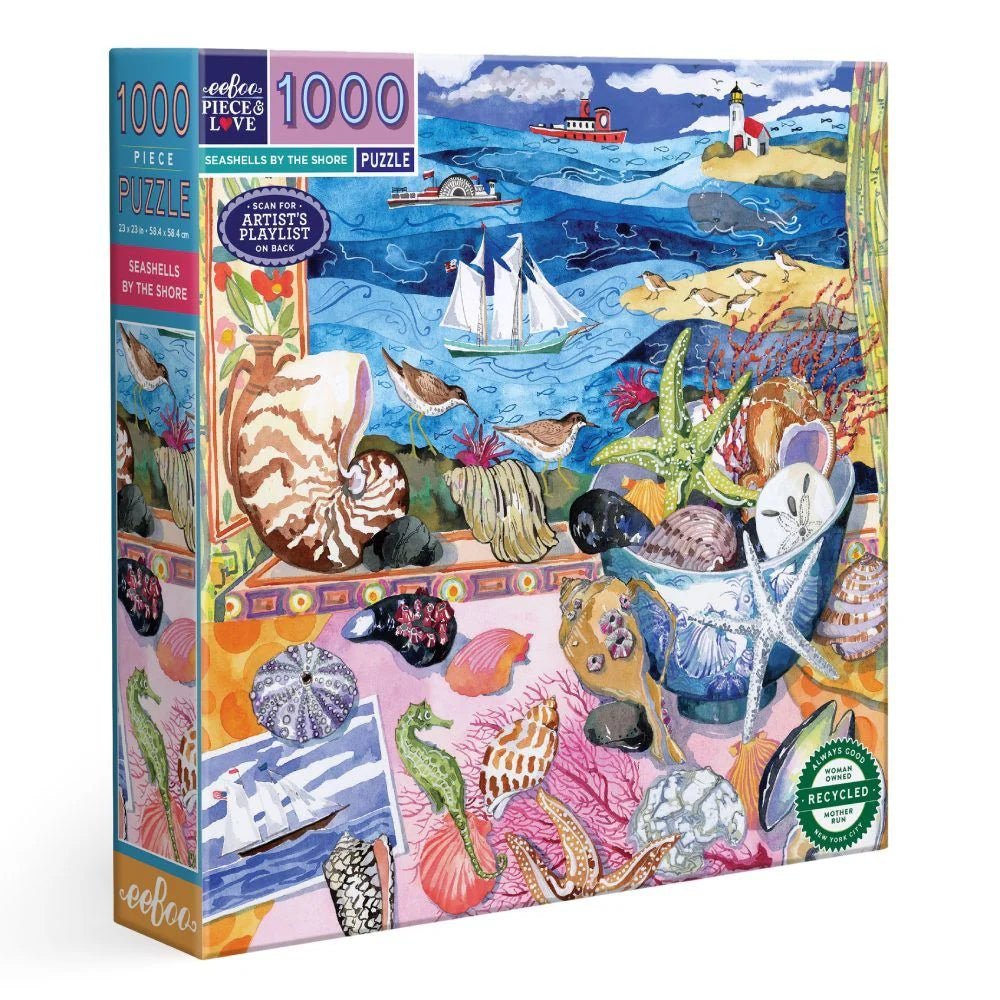eeBoo | Seashells By The Shore Jigsaw Puzzle, 1000 Pieces
