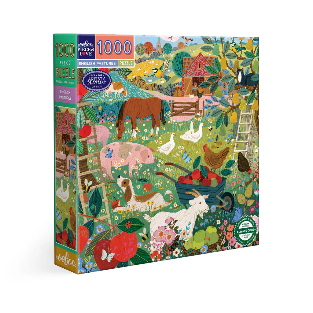 eeBoo | English Pastures Jigsaw Puzzle, 1000 Pieces