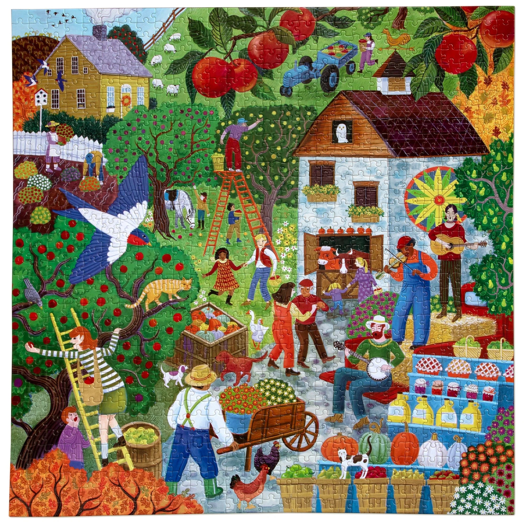 eeBoo | Fall Apple Picking Jigsaw Puzzle, 1000 Pieces