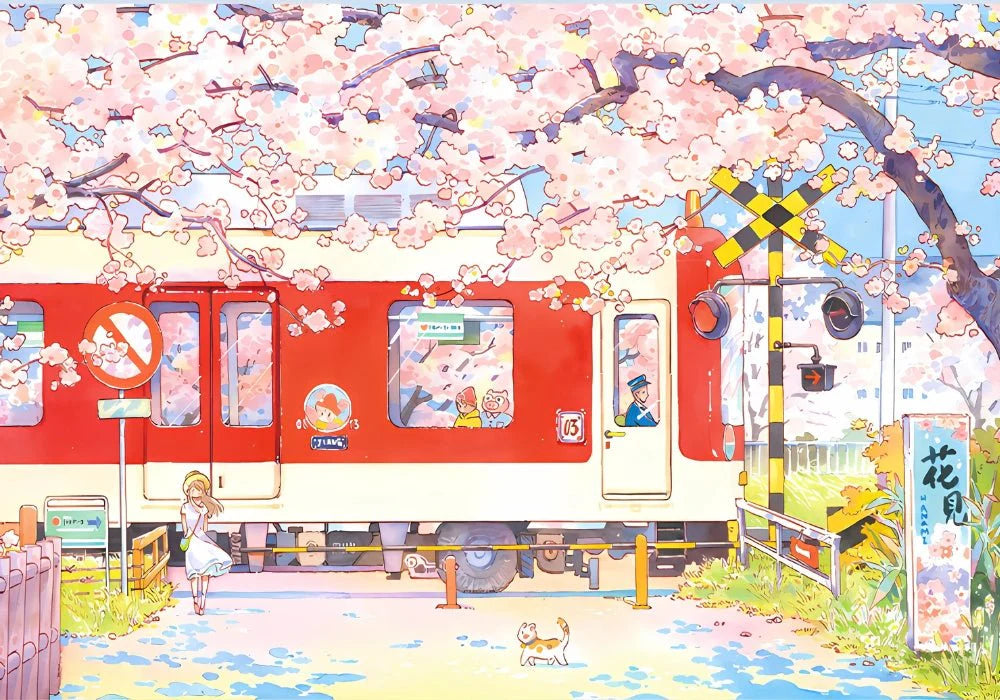 Botop | Sakura Train Jigsaw Puzzle, 300 Pieces