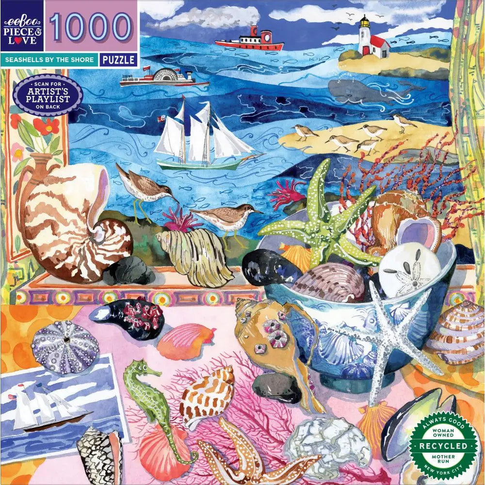 eeBoo | Seashells By The Shore Jigsaw Puzzle, 1000 Pieces