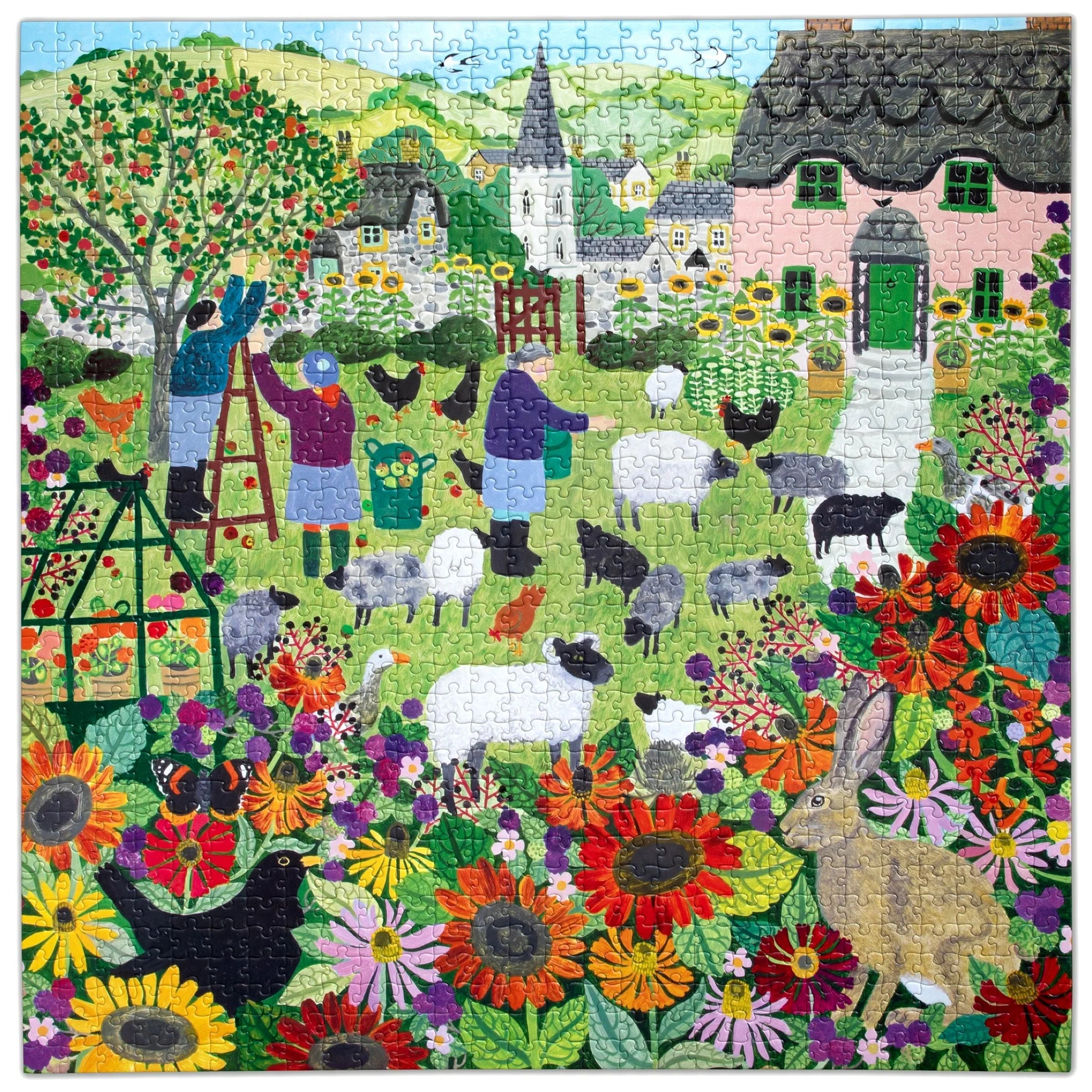 eeBoo | Village Orchard Jigsaw Puzzle, 1000 Pieces
